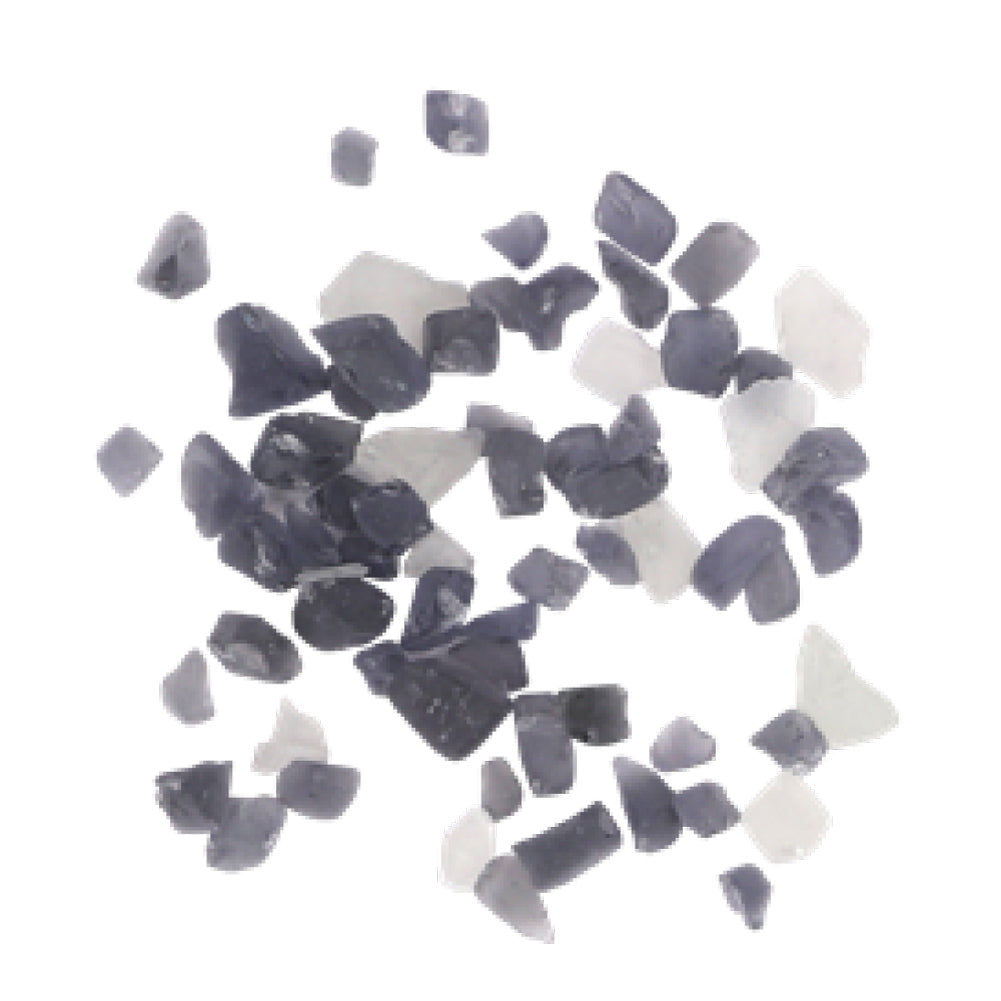 Fire glass stones in smoky grey and white, mixed small pieces