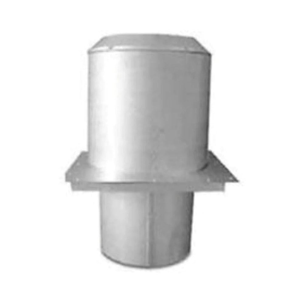 Round metal flue insulation shield with top cap and outward vent flange
