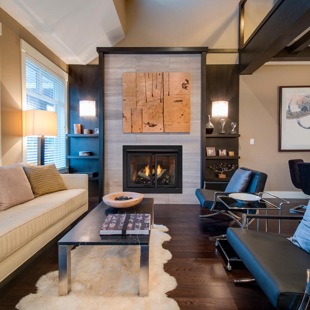 Operable mesh firebox doors in a black metal frame with two mesh panels for 36-inch firebox