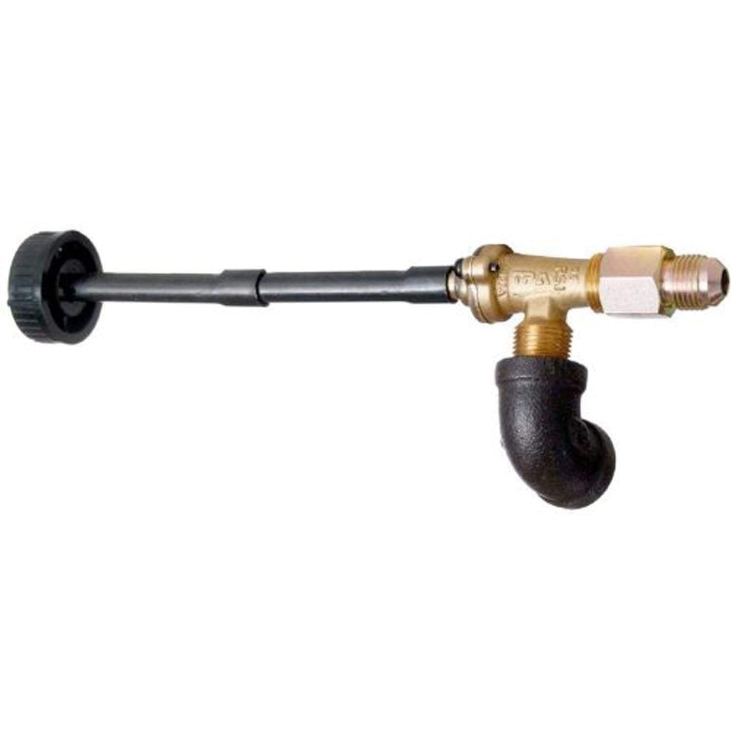 Real Fyre on/off valve with knob and extension, brass fittings and black elbow