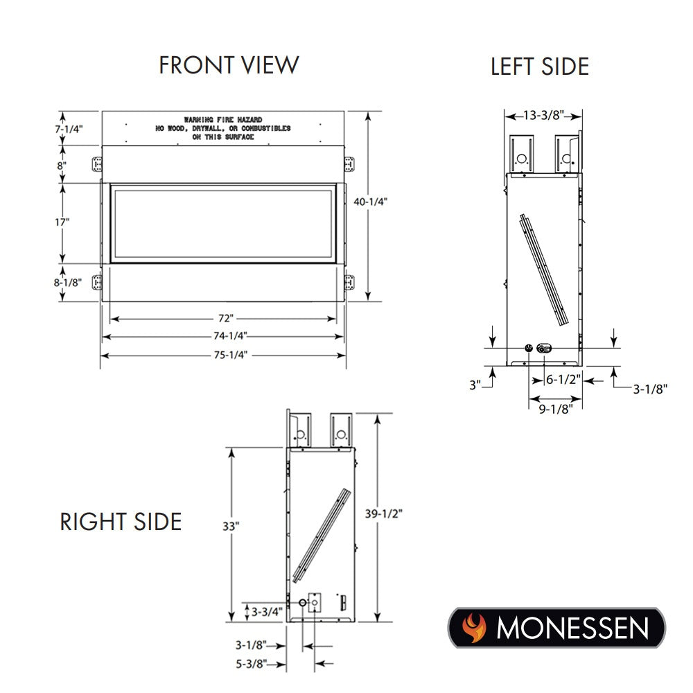 Monessen Artisan 72-Inch Vent-Free Linear Gas Fireplace