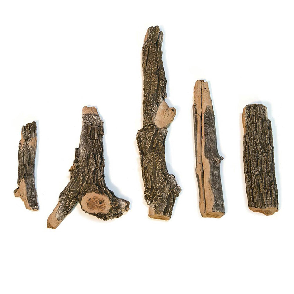 5-piece weathered oak twig wood pieces with bark details, assorted shapes