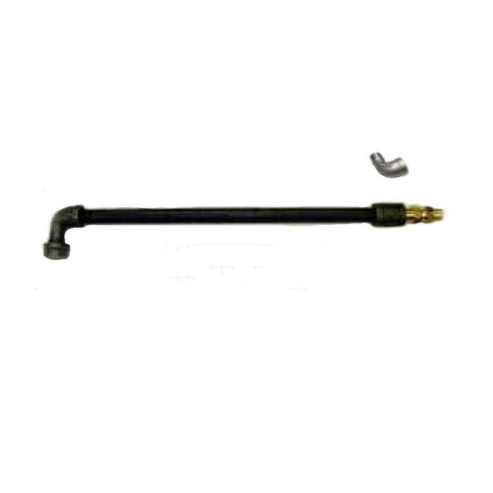 Gas log lighter burner tube with angled brass tip and connector