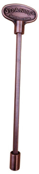 Universal valve key in copper-red finish with round head and capped bottom end.