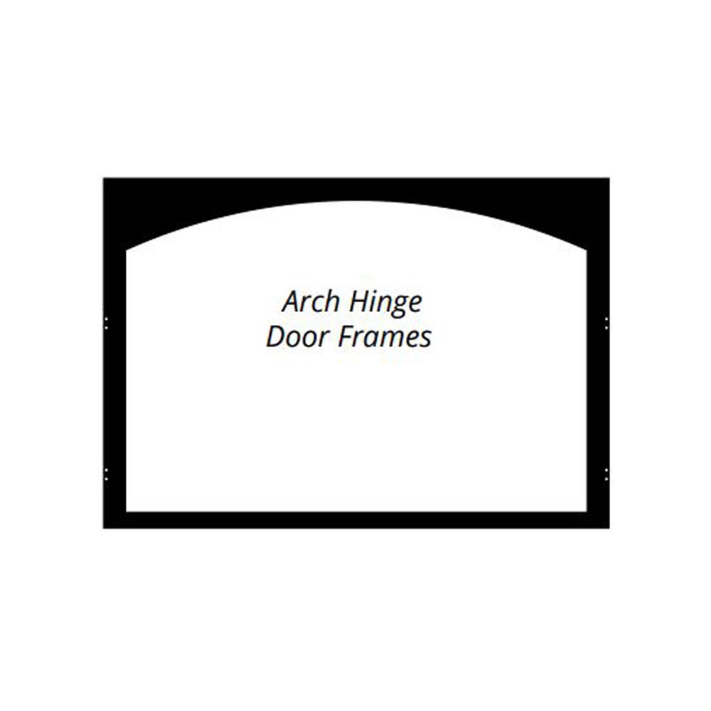 Matte black arch hinge door frame with arched top opening