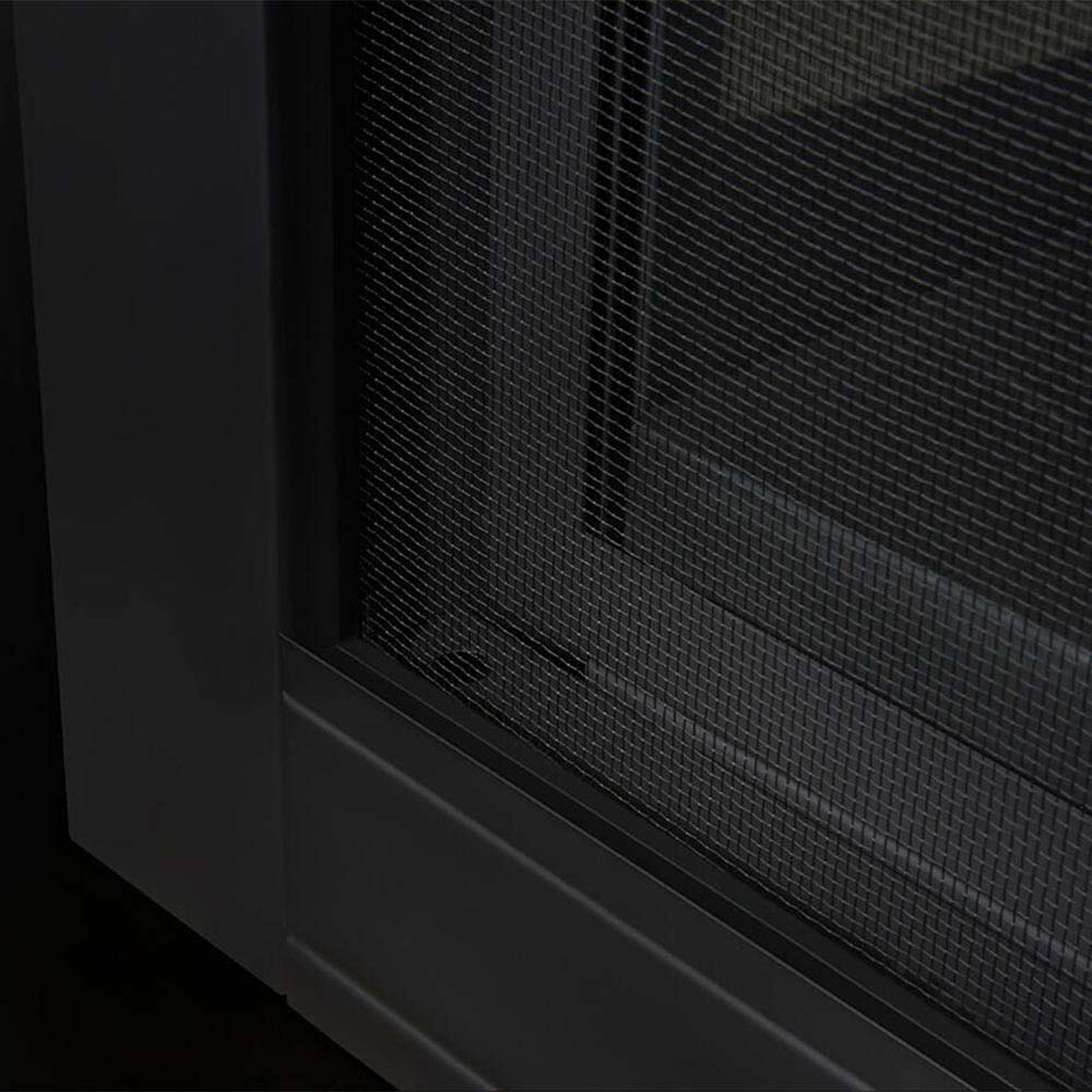 Black mesh safety barrier panel for gas fireplace opening