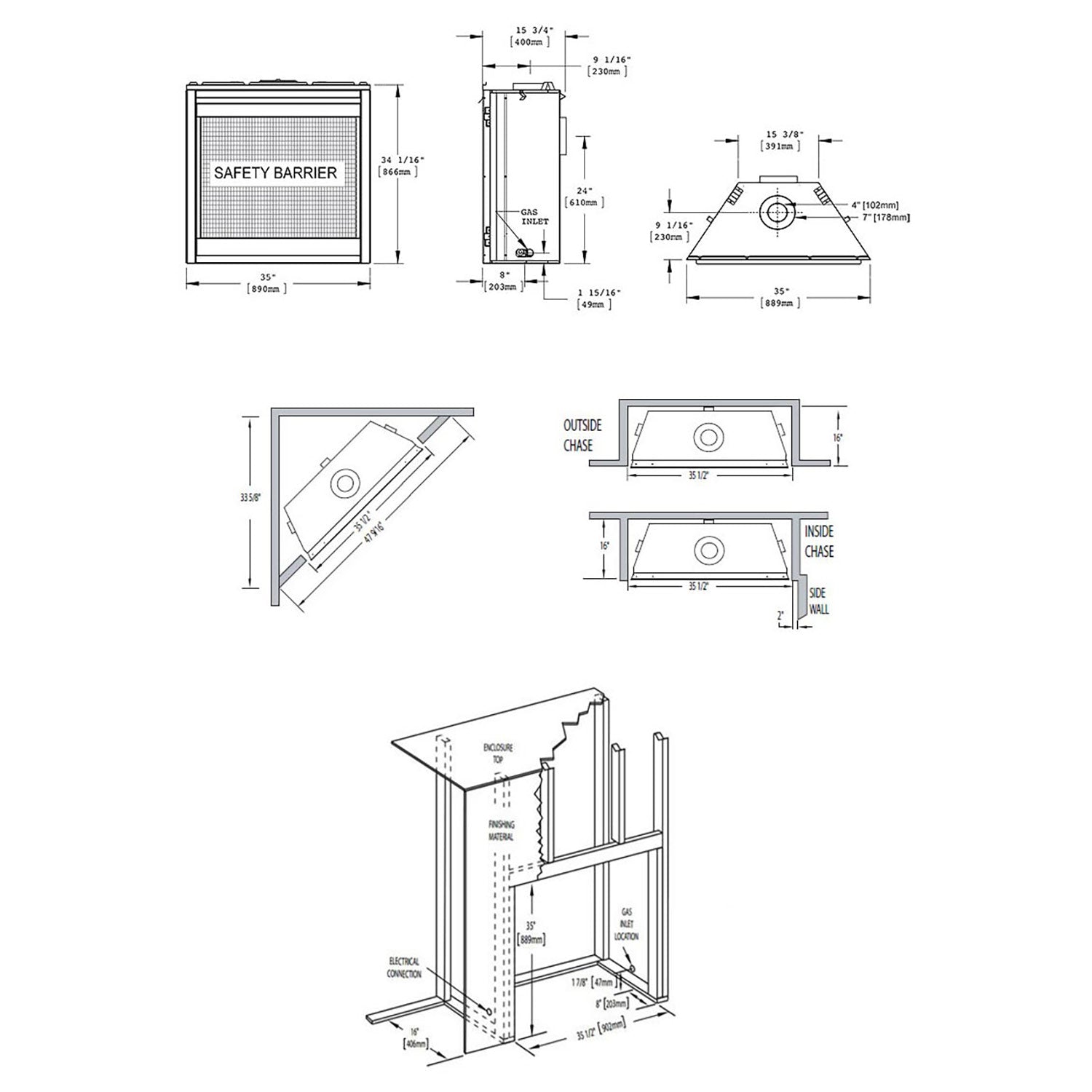 Napoleon B36TR-1 Ascent Series Millivolt Ignition Direct Vent Gas Fireplace