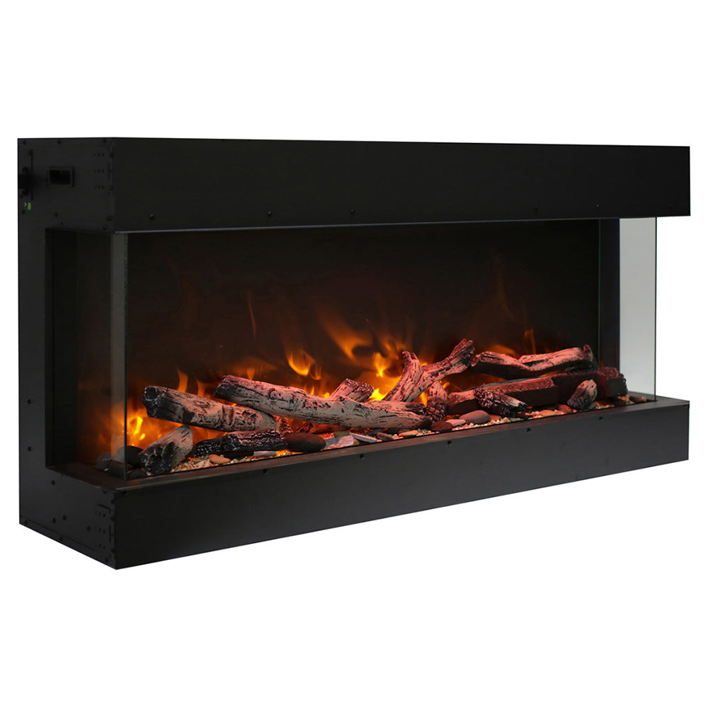 Remii BAY-SLIM Indoor/Outdoor Built-In 3-Sided Electric Fireplace with Decorative Media
