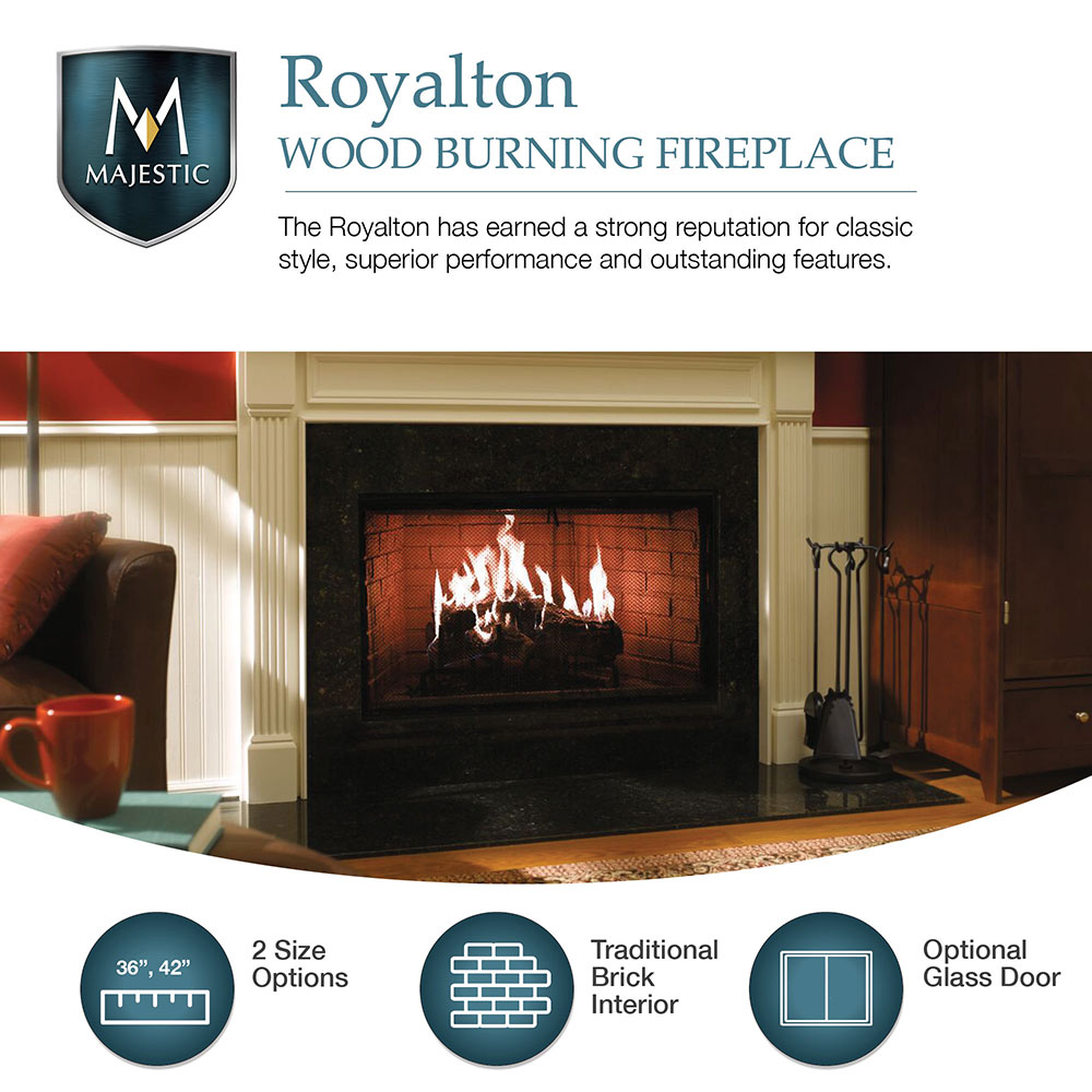 Majestic Royalton 42-Inch Radiant Wood Burning Fireplace