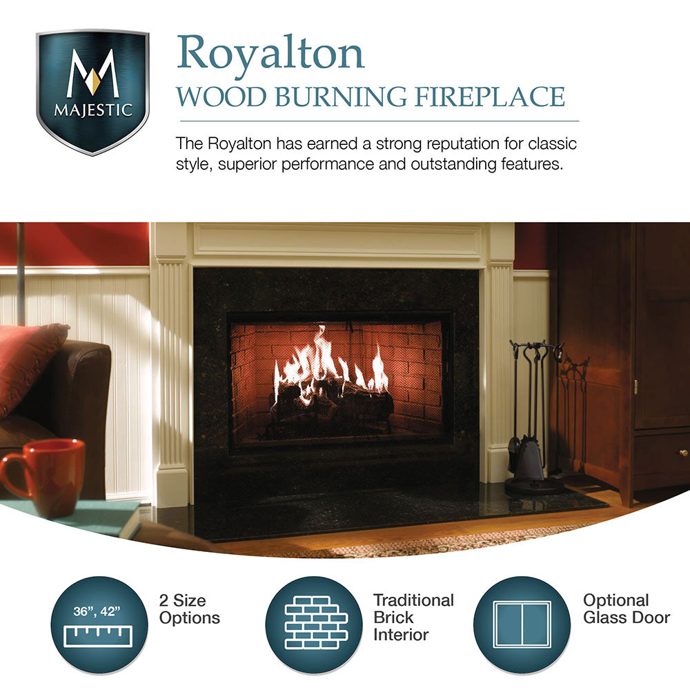 Majestic Royalton 36-Inch Radiant Wood Burning Fireplace