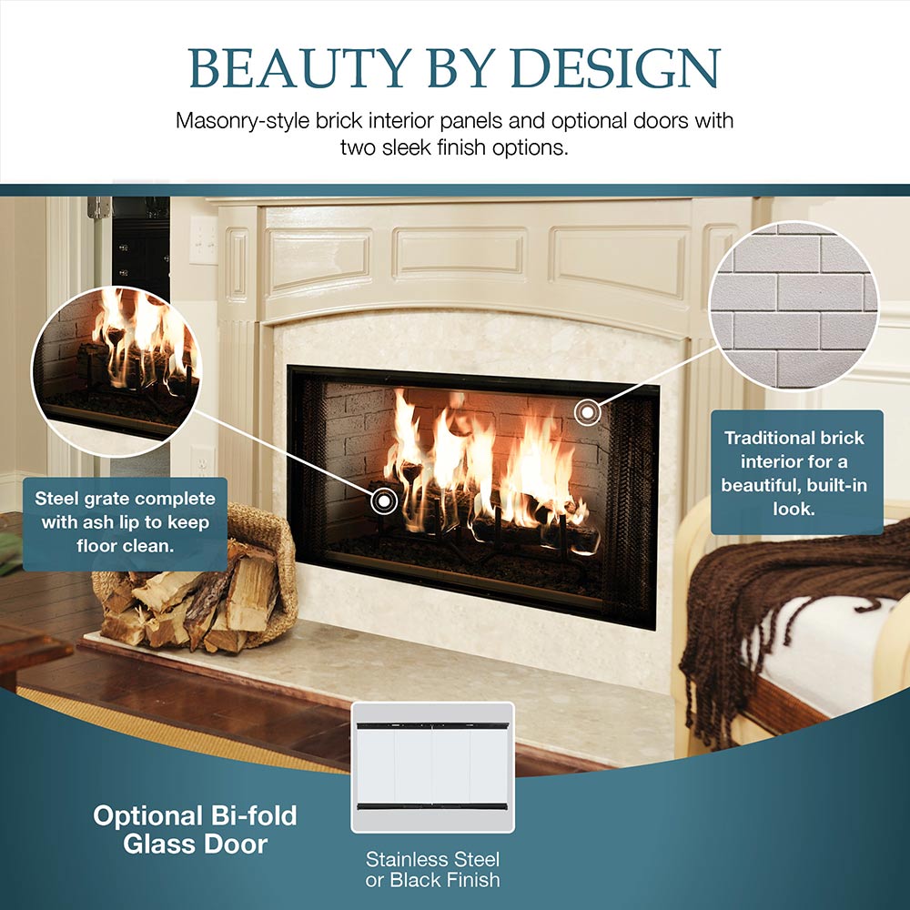 Majestic Royalton 42-Inch Radiant Wood Burning Fireplace
