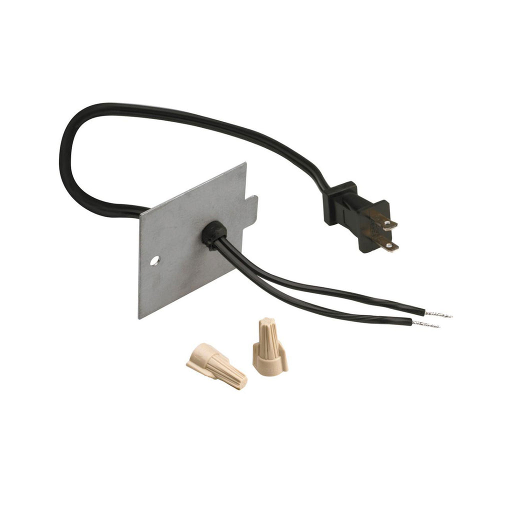 Outlet conversion kit with mounting plate, power cord and connectors