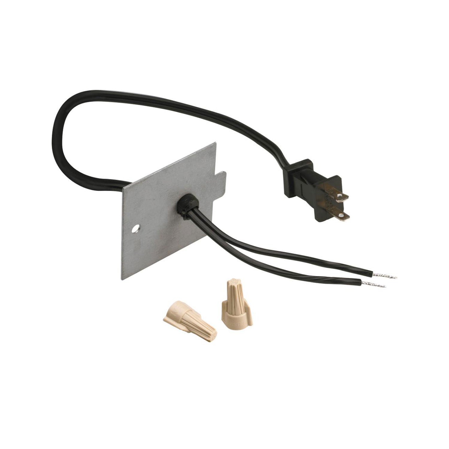 Outlet conversion kit with mounting plate, power cord and connectors