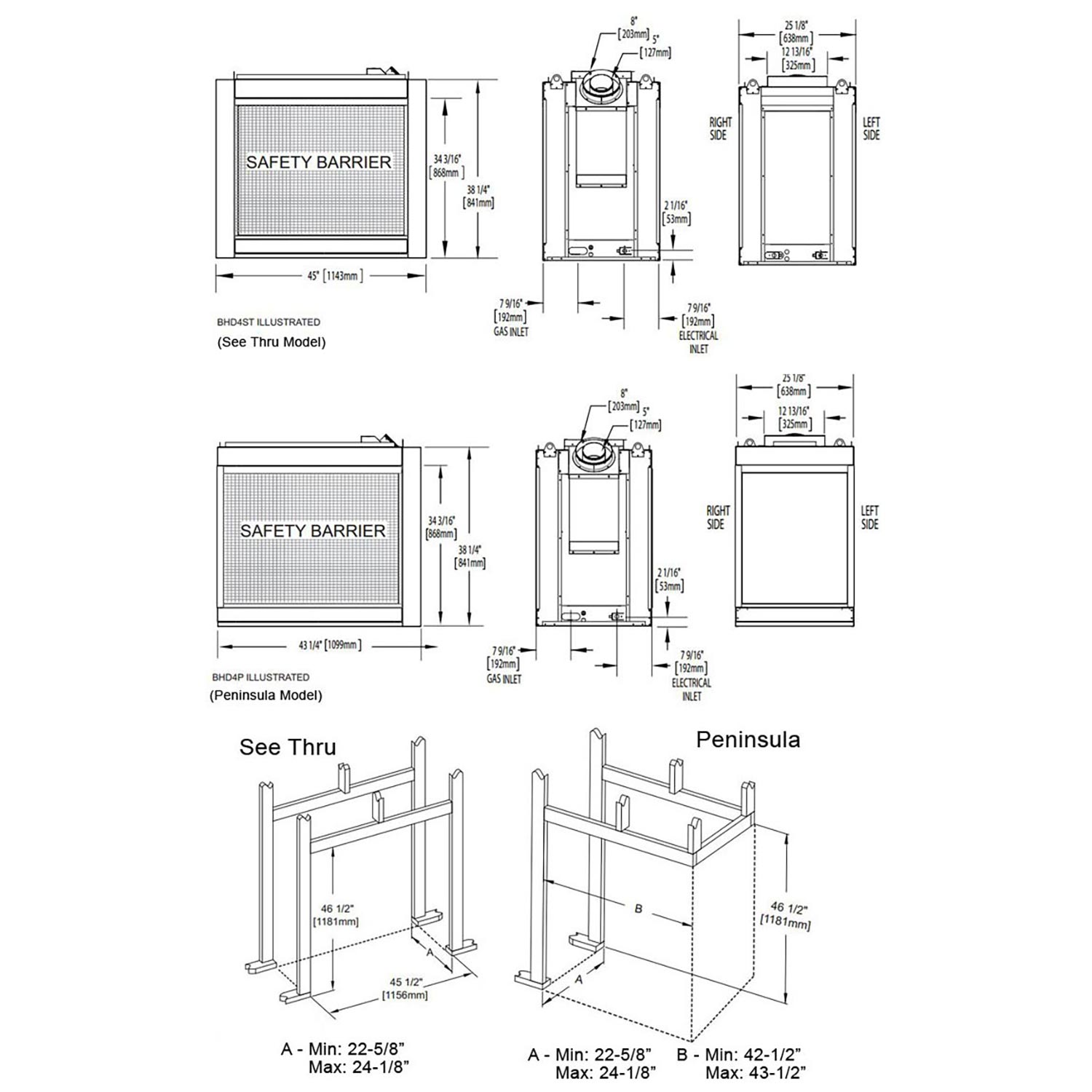 Napoleon Ascent Multi-View Electronic Ignition Peninsula Direct Vent Gas Fireplace