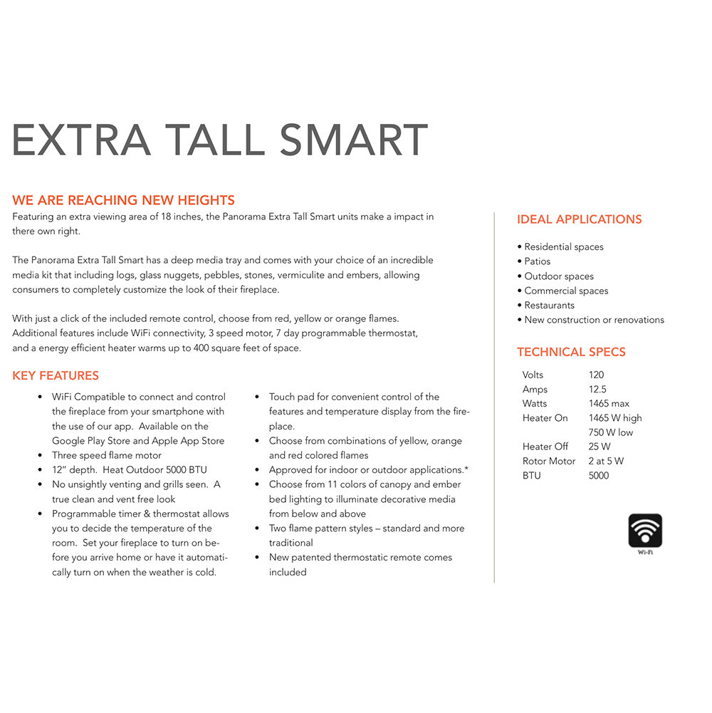 Amantii Panorama Deep Extra Tall Indoor/Outdoor Built-In Smart Electric Fireplace