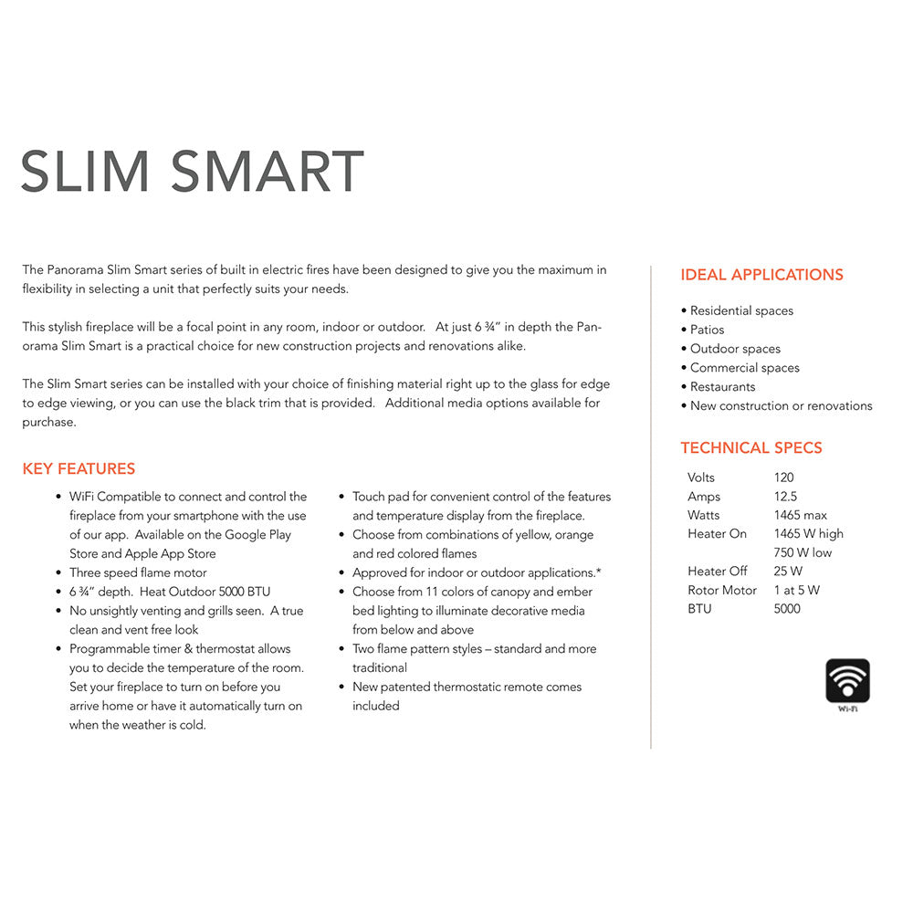 Printed brochure page titled SLIM SMART with features, applications, and tech specs