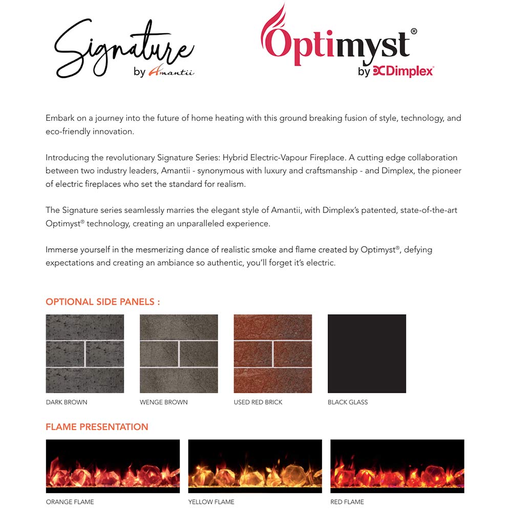 Amantii Signature Built-In Hybrid Electric-Vapour Fireplace