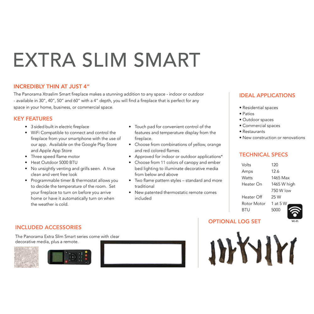 Amantii Panorama Extra Slim Built-In Smart Electric Fireplace