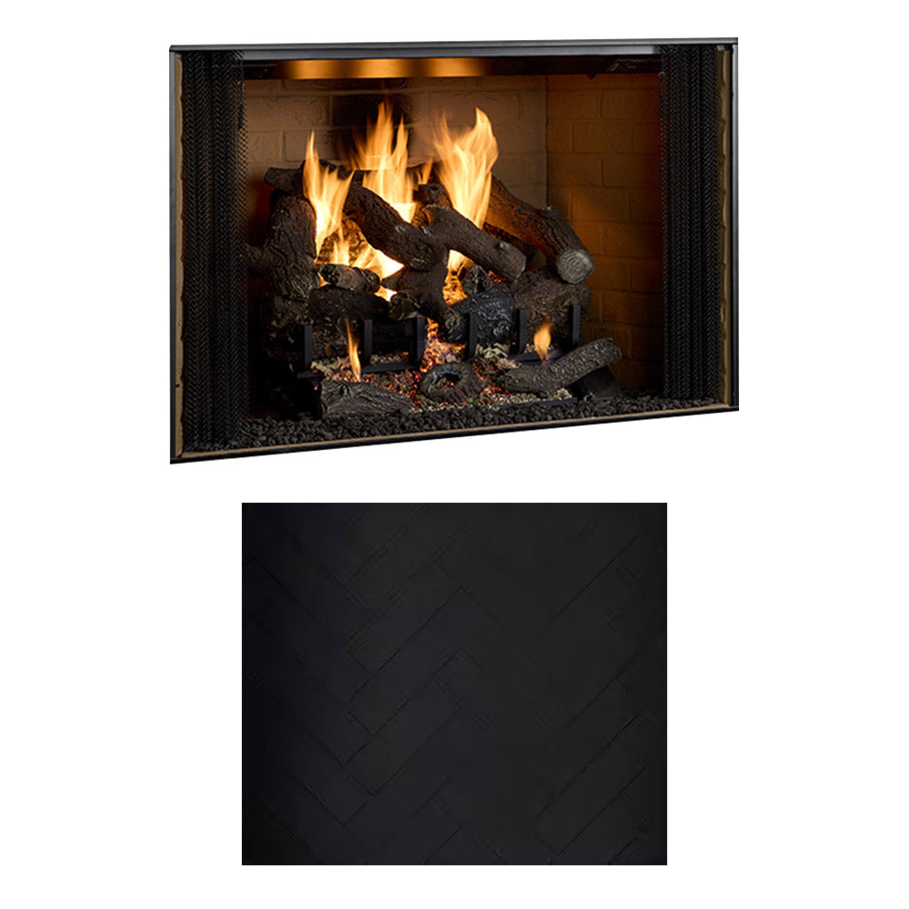 36-inch wood-burning fireplace insert panel, dark gray herringbone