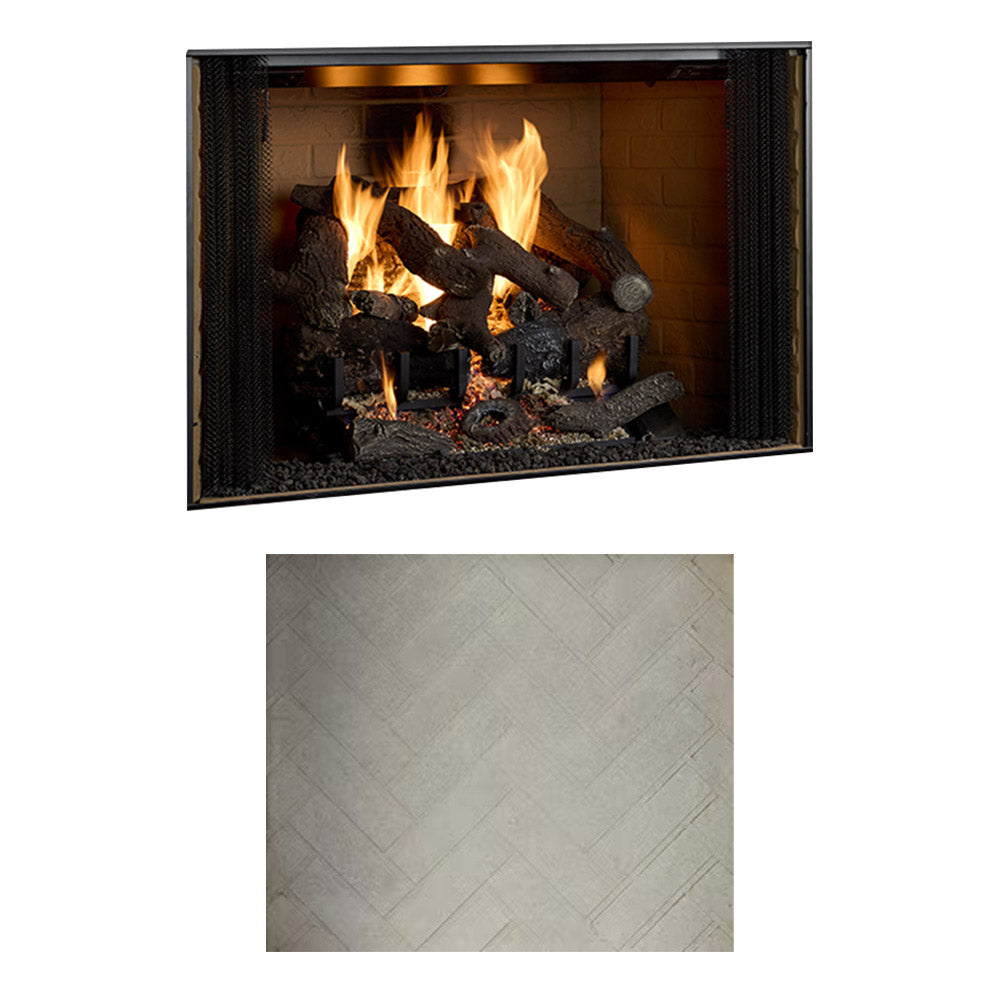 36-inch wood-burning fireplace insert panel, natural gray herringbone