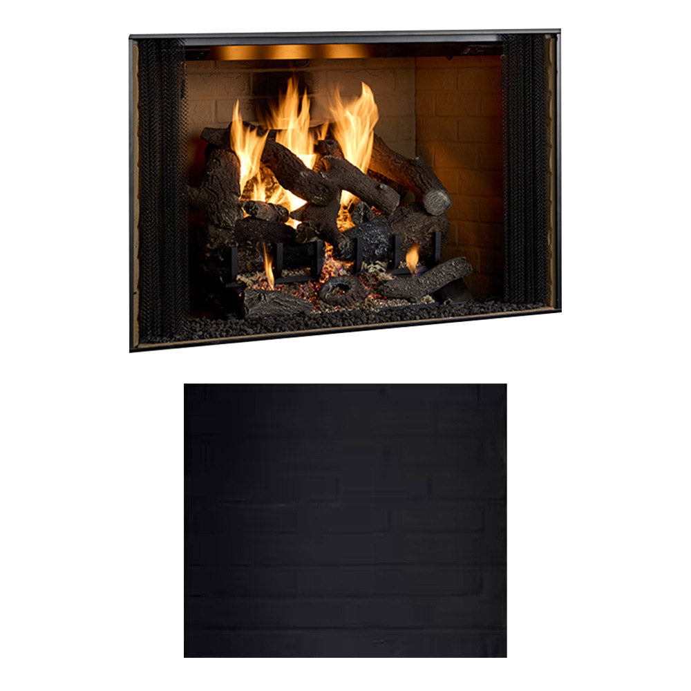 36-inch wood-burning fireplace insert panel, black herringbone