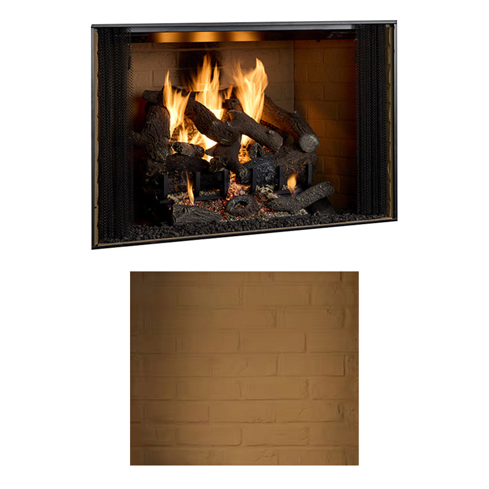 36-inch wood-burning fireplace insert panel, masonry brown herringbone