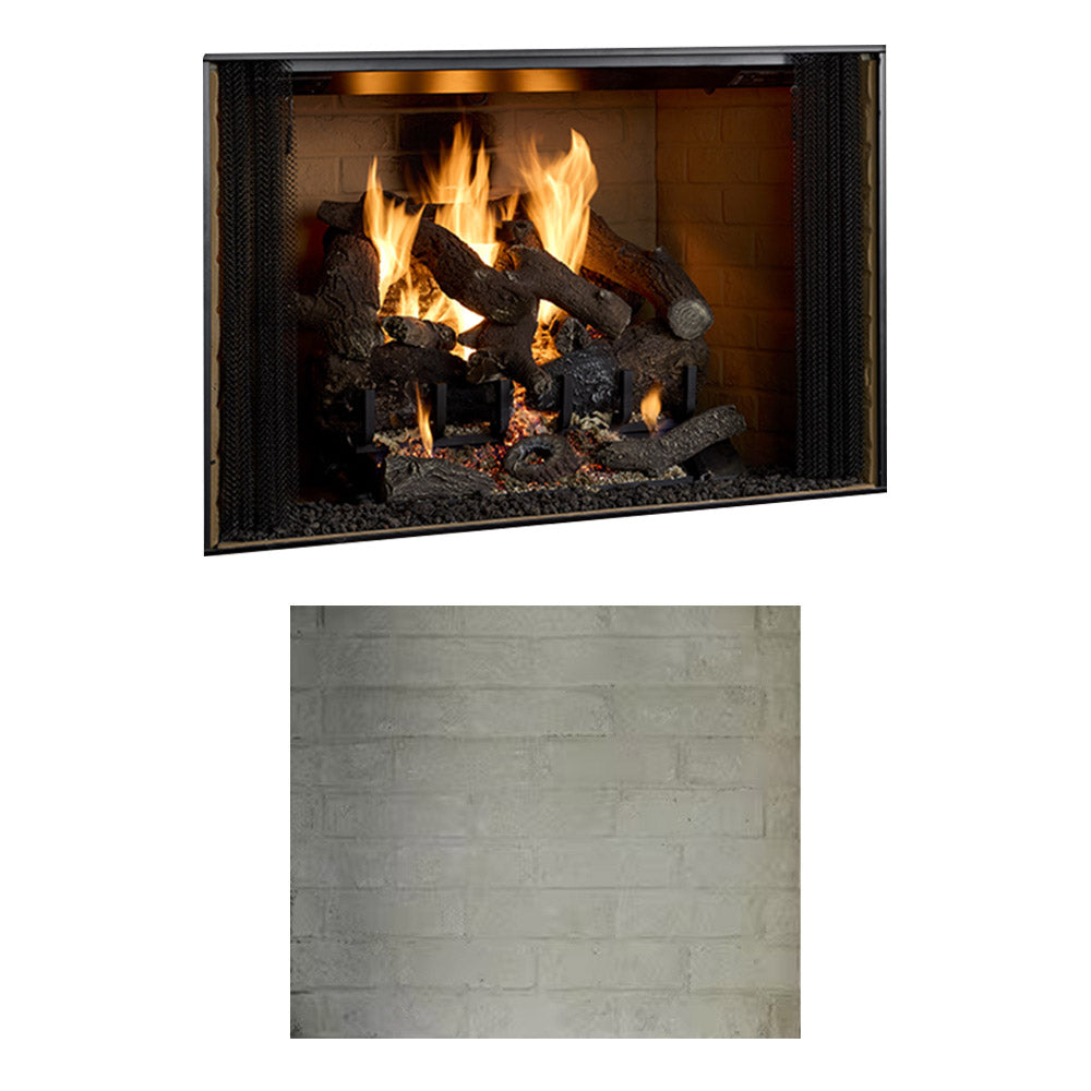 36-inch wood-burning fireplace insert panel, light gray herringbone