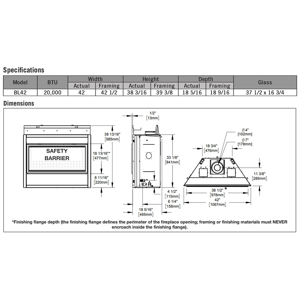 Napoleon BL42NTE Ascent Linear Series Electronic Ignition Direct Vent Gas Fireplace