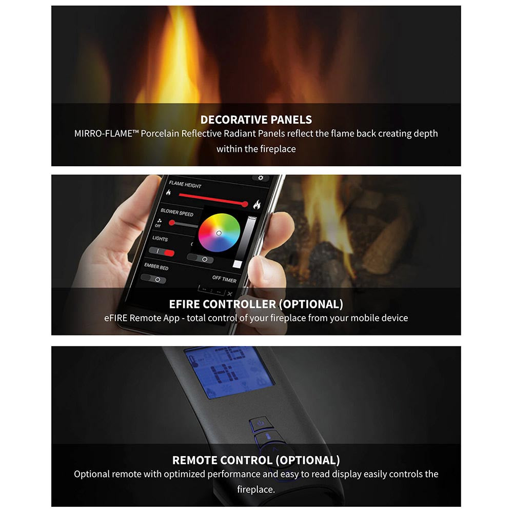 Gas fireplace control panel and optional remote with flame viewing screen