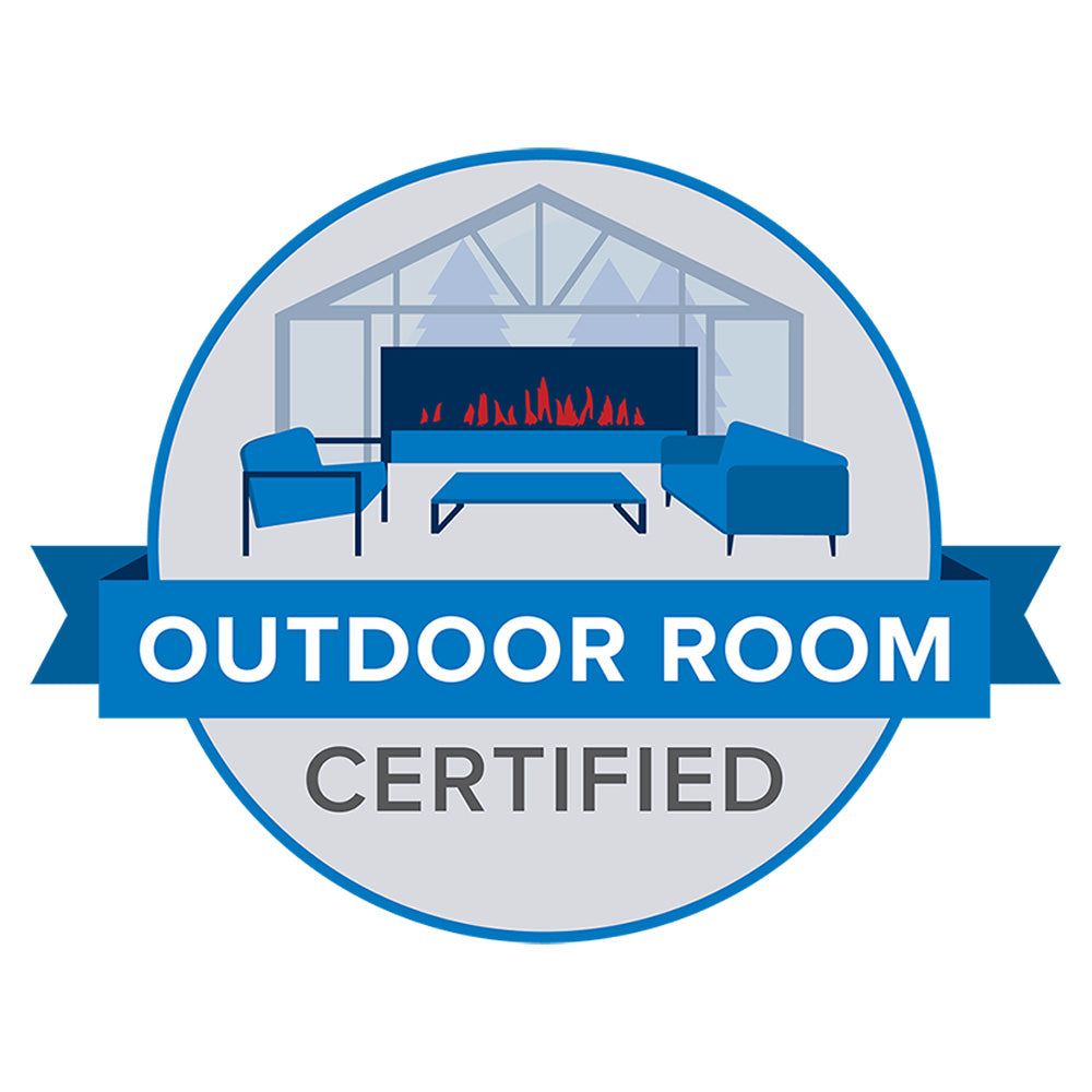 Outdoor Room Certified badge with blue and gray logo