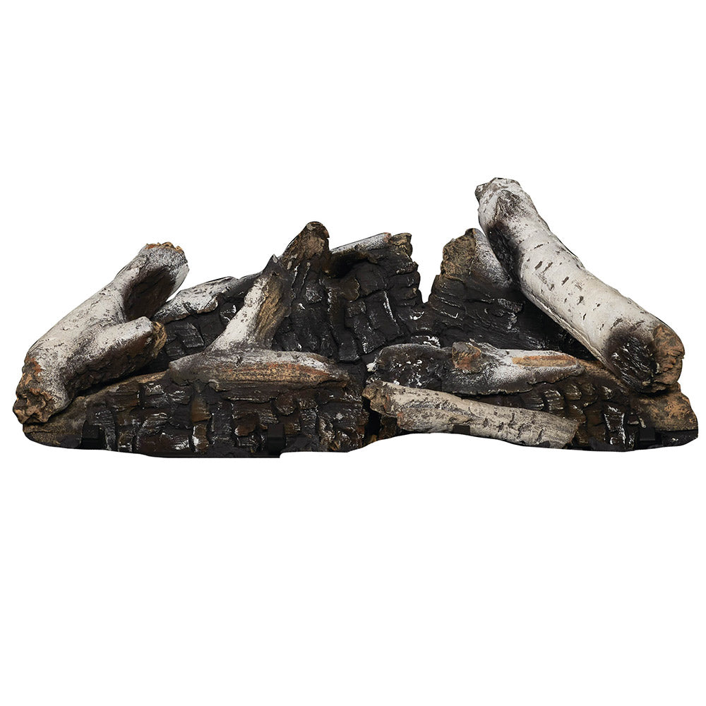 Napoleon birch log set for gas fireplace insert, dark charred logs with pale ends