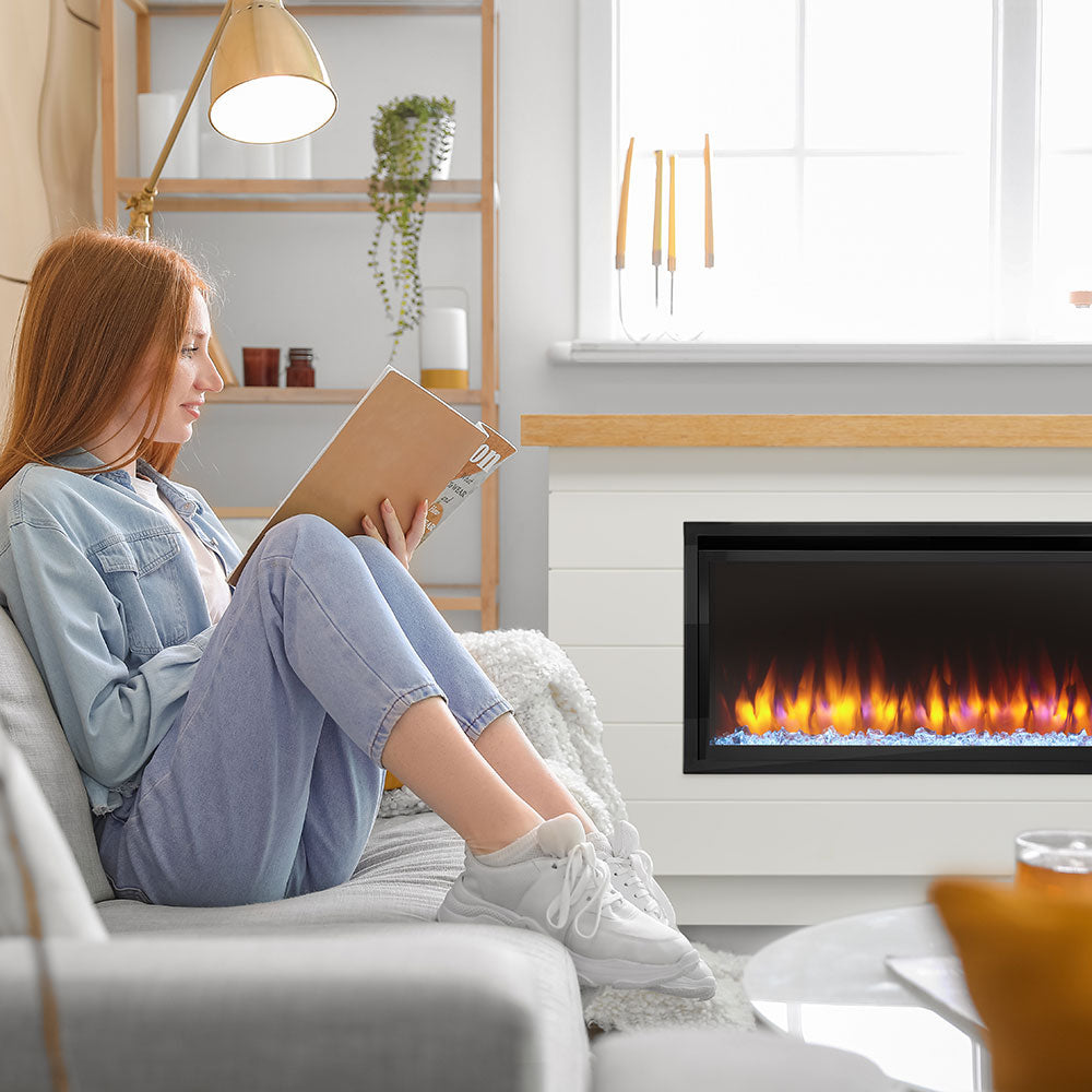 SimpliFire Modern Farmhouse Boyd Build-Out Mantel Package for Allusion Platinum 50-Inch Electric Fireplace