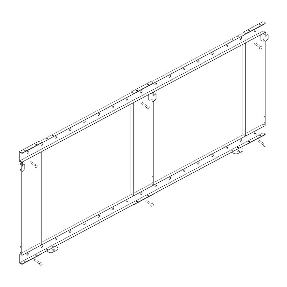 Wall mount kit mounting frame with rails and brackets, metal hardware