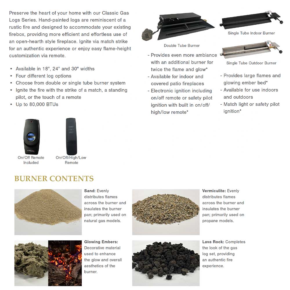 Majestic Timberland Oak Double Tube Vented Indoor Gas Log Set