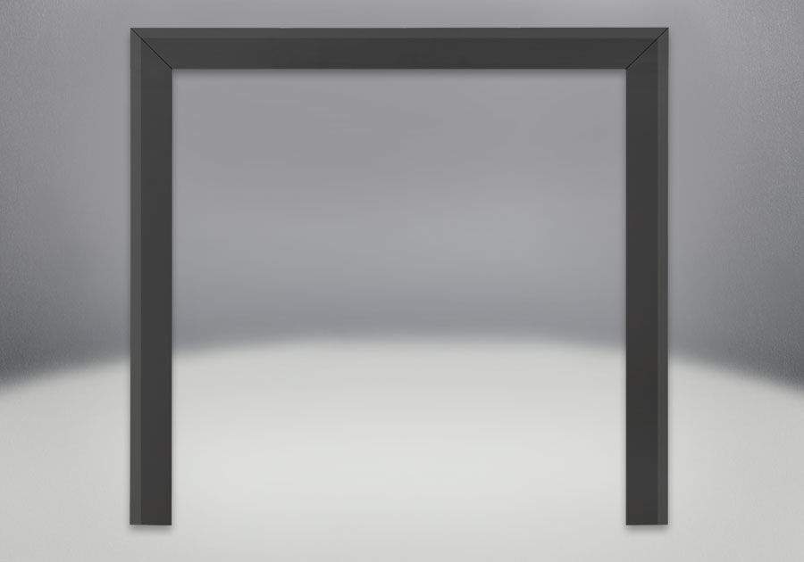 Black beveled fireplace trim kit frame with straight legs