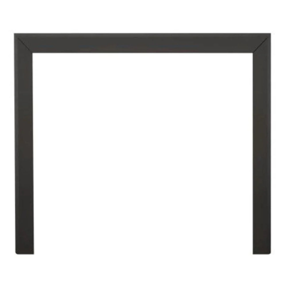 Black bevelled fireplace trim frame with squared corners