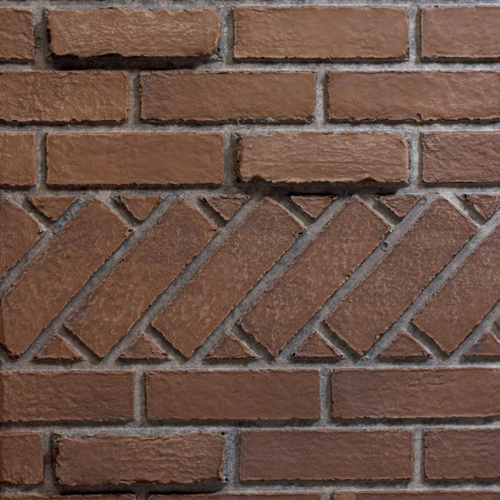 Brown banded brick-pattern fireplace liner accessory with staggered diamond rows