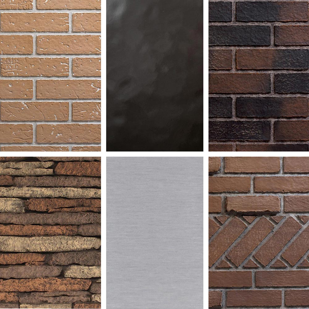 Firebox liner brick-pattern sample with mixed dark and light brick tiles
