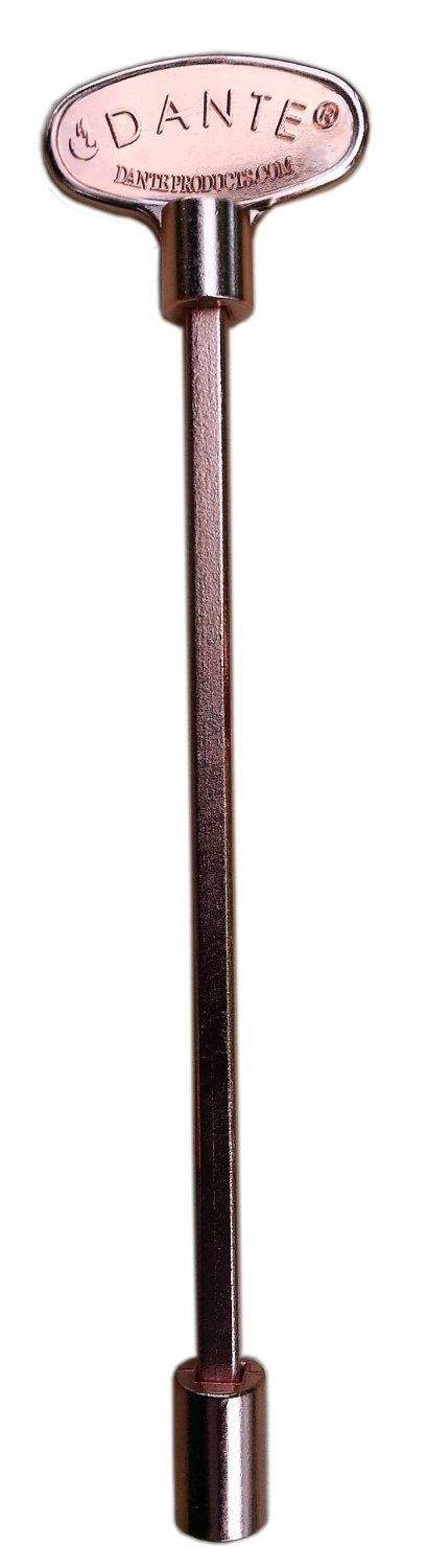 Universal valve key in dark copper finish with round stamped head and long handle.