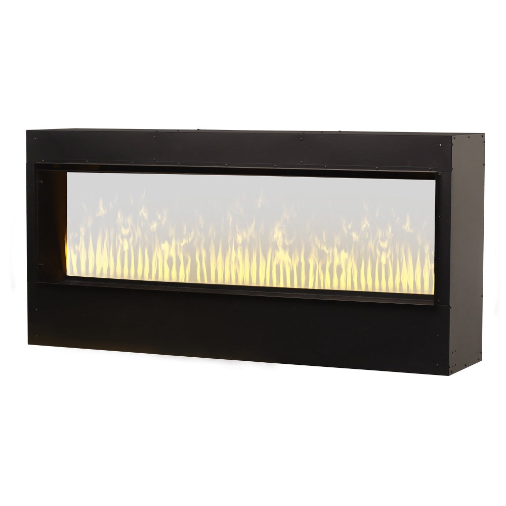 Black built-in electric water vapor firebox with pale white flame effect