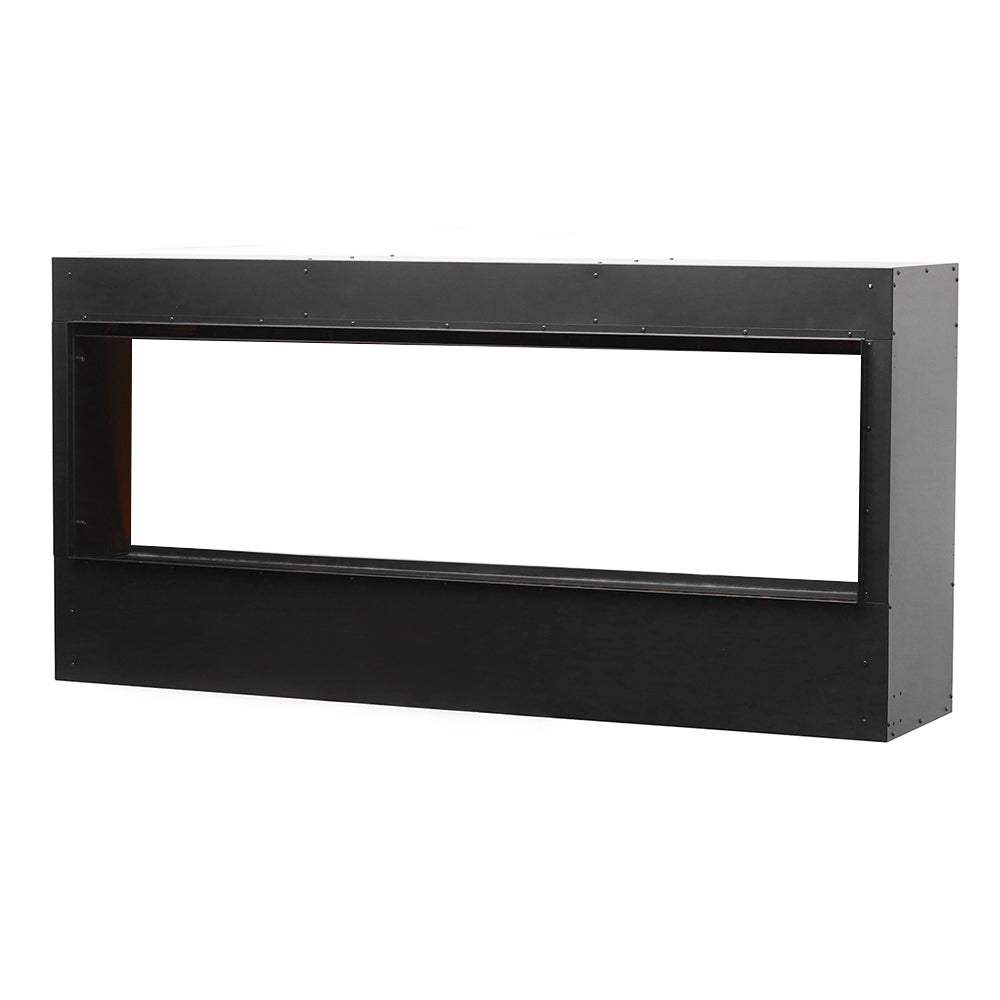 Black heater accessory frame with rectangular opening