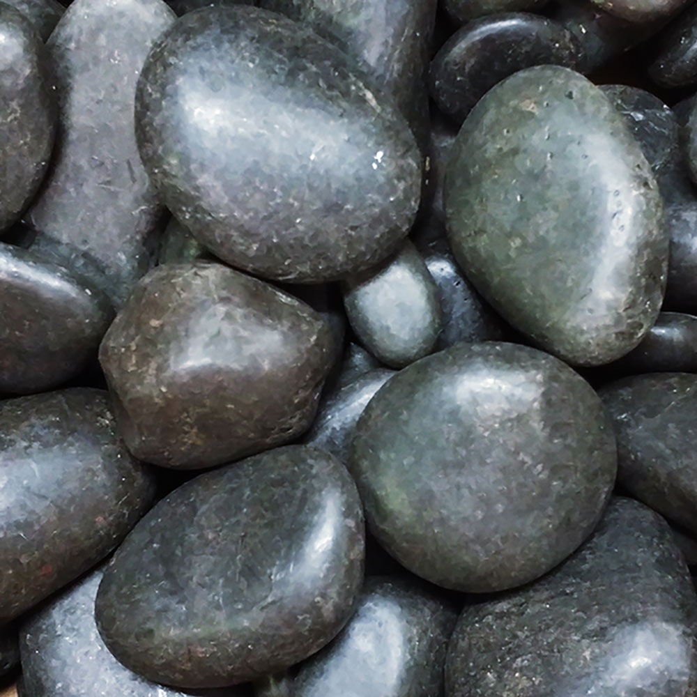 Decorative black rock media stones, assorted oval river rocks for filling