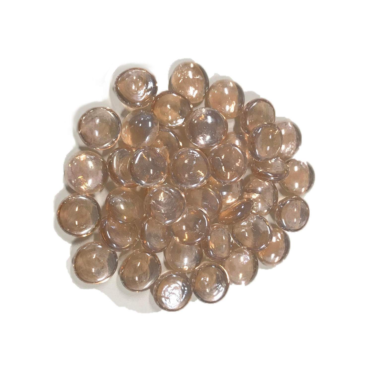 Amber fire glass gems, round crystal pieces for fire pits or fireplaces