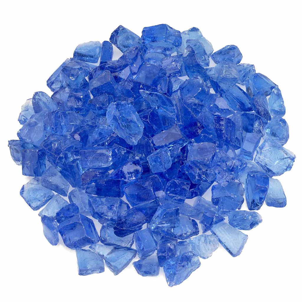 Light blue recycled fire glass chunks, 3/4-inch loose pieces