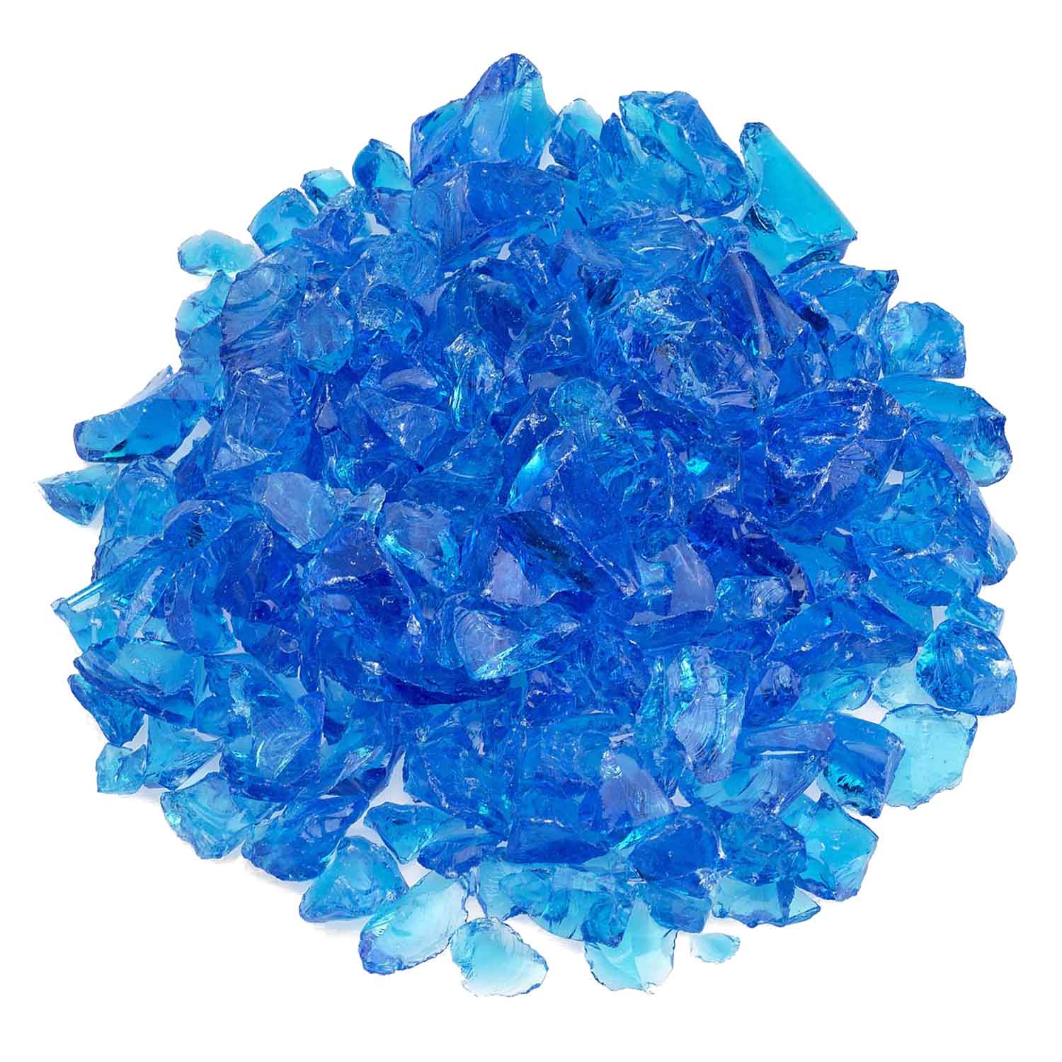 Turquoise recycled fire glass chunks, crushed glass pieces for fire pits
