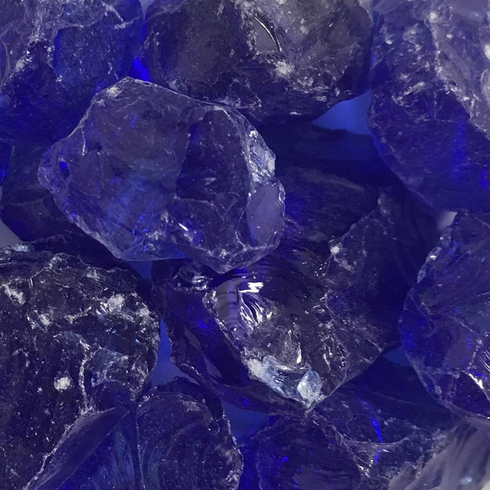 Warming Trends Recycled Fire Glass, 3/4-Inch, Dark Blue, 10-Pounds