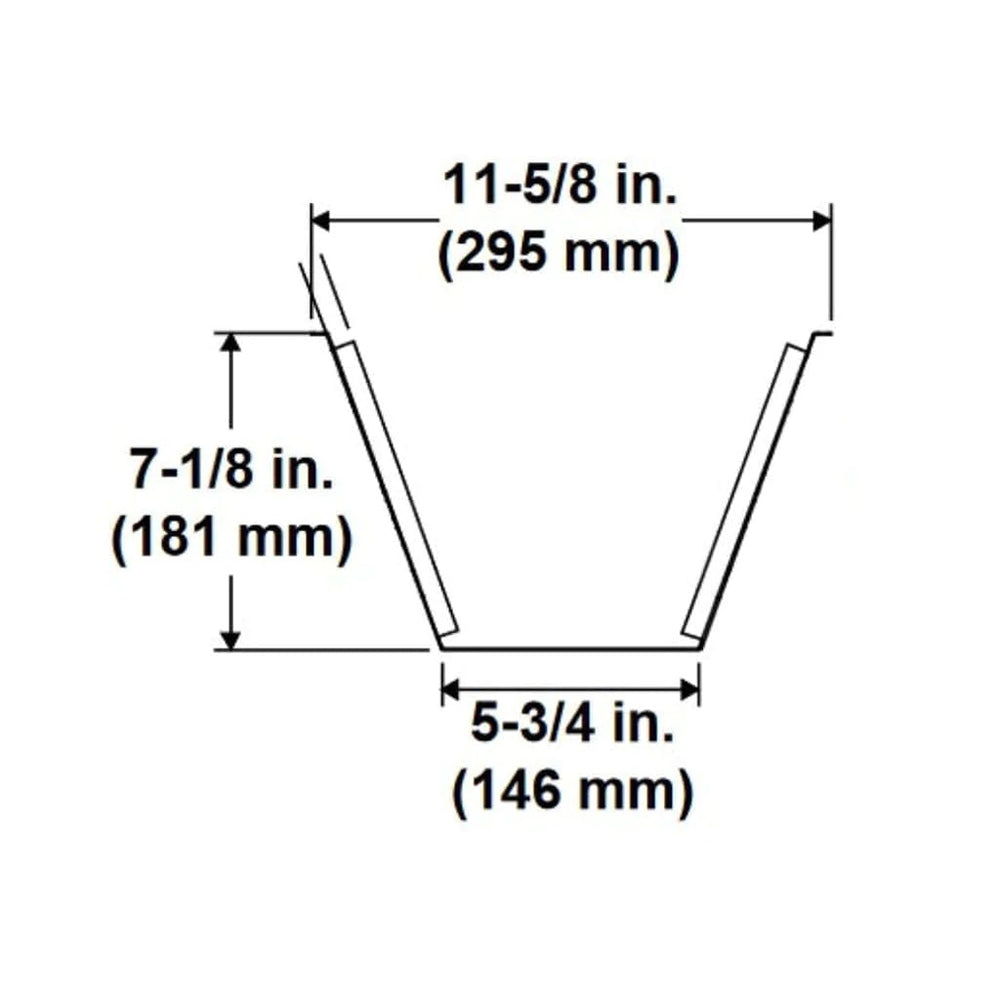 Safety shield for horizontal termination cap, angle detail with dimensions 11-5/8 in