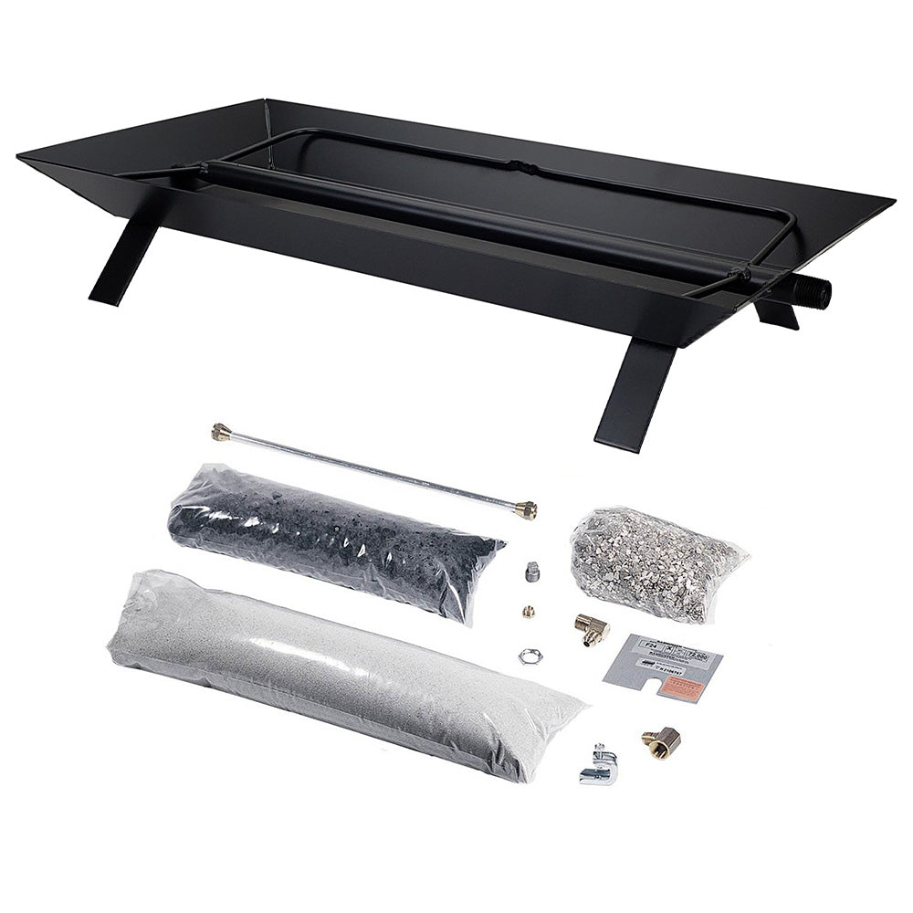 Rasmussen CS Custom Pan Vented Fireplace Burner Kit with Strap Legs