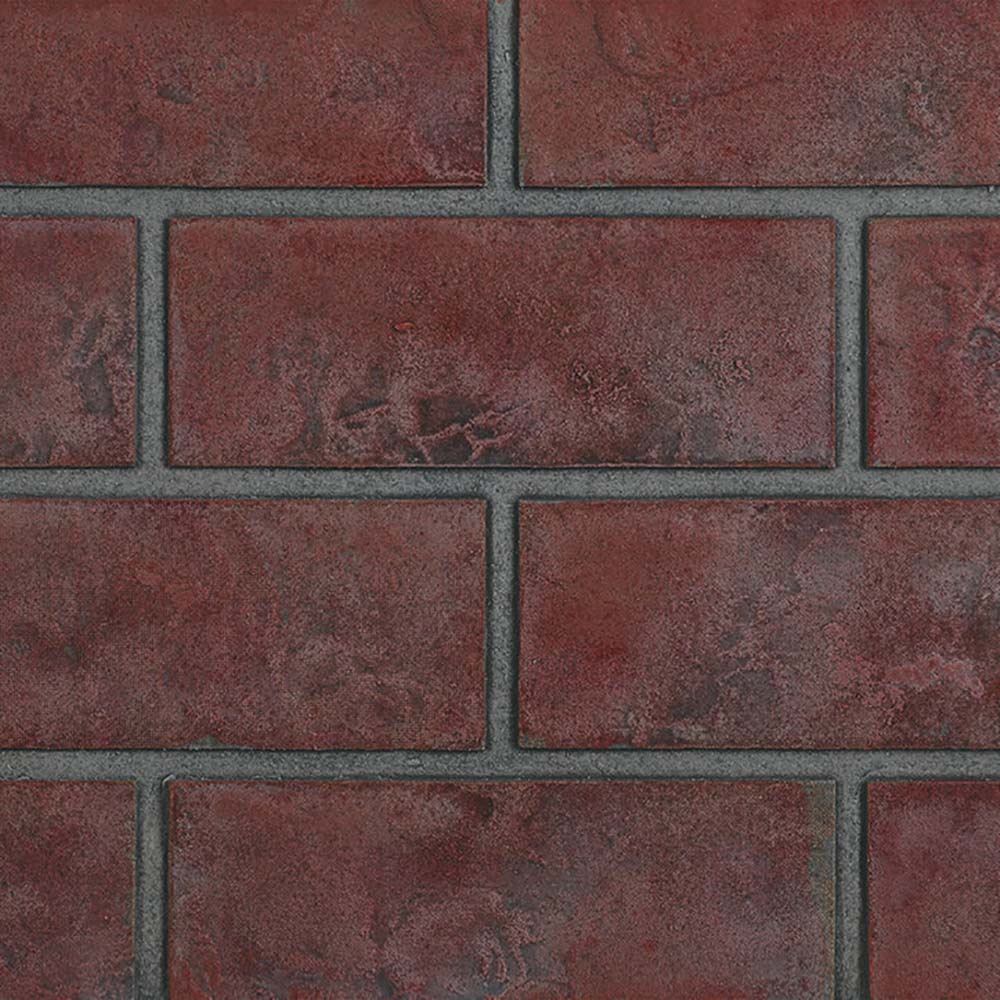 Burgundy brick decorative panels with stacked rectangular blocks