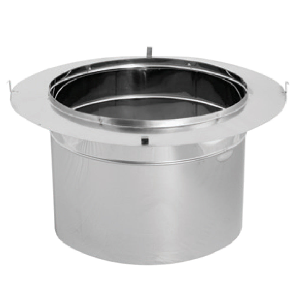 Metal chimney adapter collar with wide round opening, silver finish